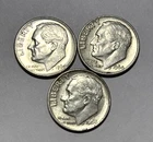 Lot of (3) Three Roosevelt Dimes - 90% Silver - All 3 are 1964 P - Very Nice