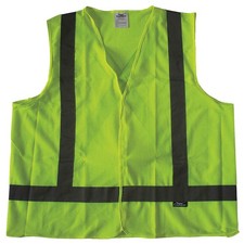 CONDOR 491R90 Safety Vest,Yellow/Green,Hook-and-Loop 491R90