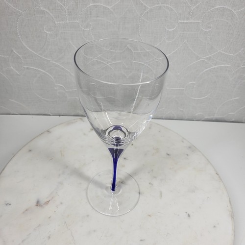 Vintage Pier 1 Teadrop Drip Stem Wine Glass 9" Cobalt Blue White Red Minimalist - Picture 4 of 9