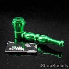 All Metal Green Portable Smoking Pipe w/ Lid Tobacco Pipe Metal Pipes - P797C
