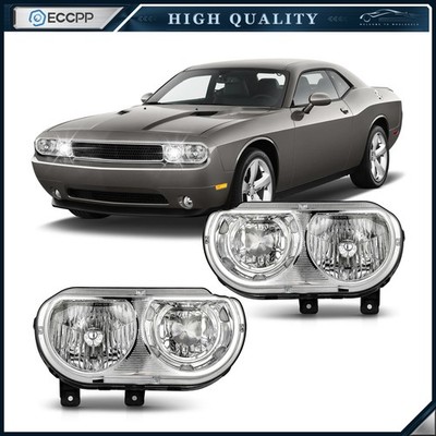 For 2008-2013 2014 Dodge Challenger Chrome Housing L+R Headlights Assembly