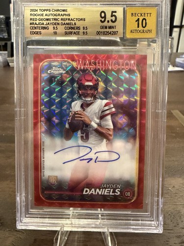 2024 Topps Chrome Jayden Daniels Rookie Auto Red Geometric Refractor /5