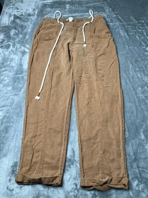C&C California Pants Women Size Large Beige Pull On Coastal Casual Relaxed Linen - Image 1 of 4