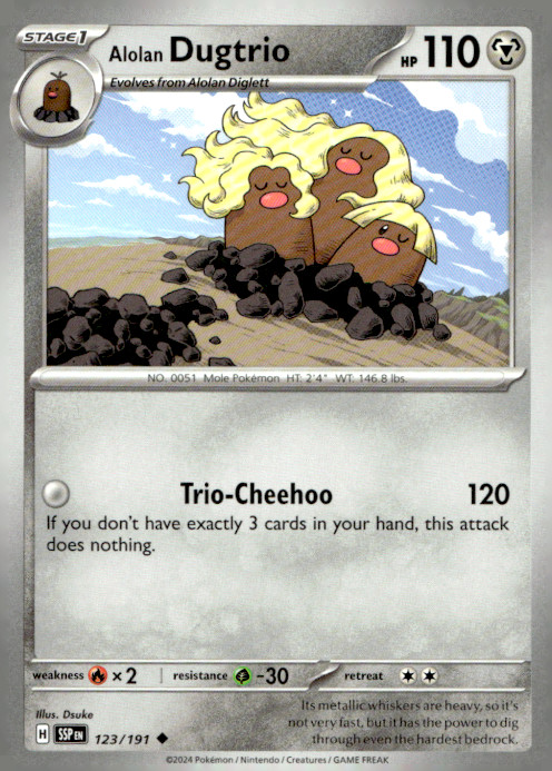 Alolan Dugtrio Uncommon SV08: Surging Sparks 123/191 NM