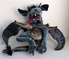 Folkmanis Sky Dragon Hand Puppet Teal Blue Full Body Wings Mouth Move Plush
