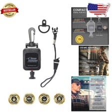 Heavy Duty CB Radio Mic Holder Retractable Tether Black Nylon Snap Clip Mount