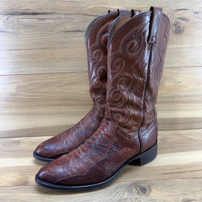DAN POST Ostrich Leg Leather Western Boots Mens 10.5 D USA Made Brown Rodeo