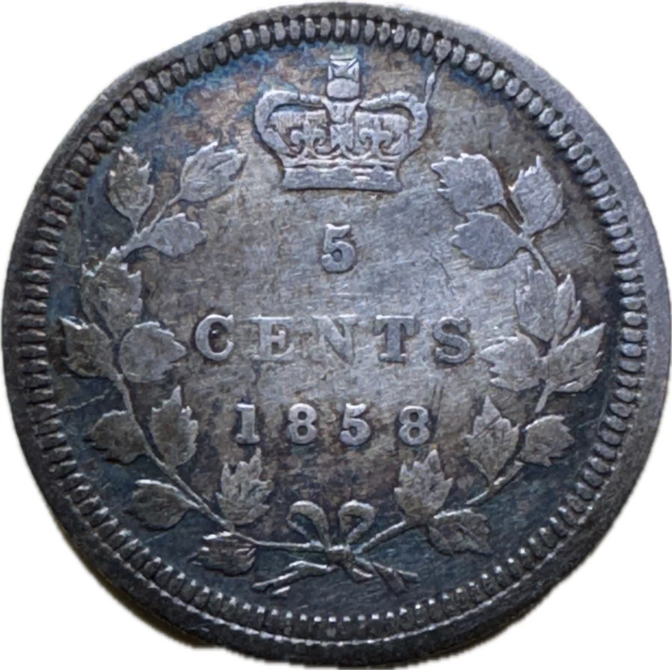 1858 Canada 5 Cents Large Date - RP2, VF - Image 2 of 3