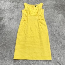 Adrianna Papell Linen Blend Ruched Sheath Midi Dress Womens Petite 2 Yellow Work