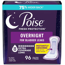 Women's Overnight Incontinence Pads, Extra Coverage 96 Ct 