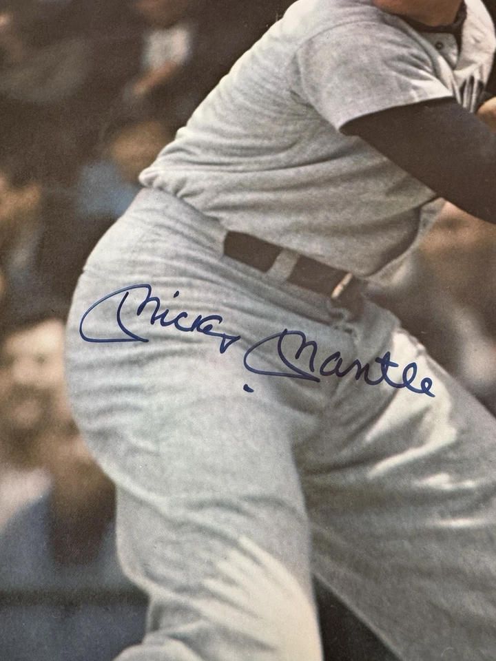Mickey Mantle Autographed Poster Lefty Batting Stance HOF Yankees JSA Signed  - Image 3 of 4