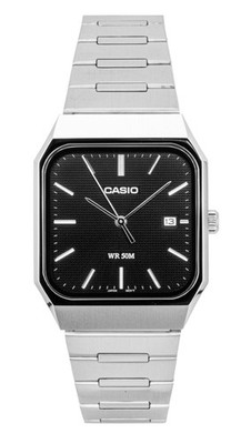 Casio Standard Analog Stainless Steel Black Dial Quartz MTP-B185D-1AV Mens Watch