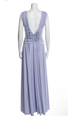 #ad Zac Posen Periwinkle Ruched Backless V Neck Sleeveless Maxi Dress Size 4 $175.00