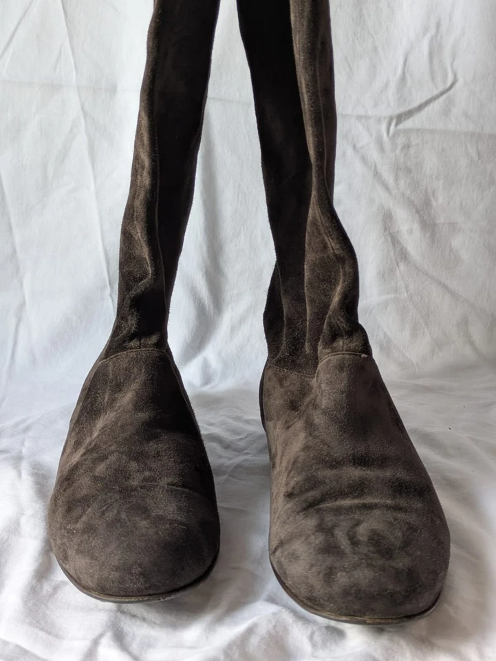 DOLCE & GABBANA. Bottes cuissardes. Talon plat. Cuir / daim. Bon état. Taille 40 - Photo 2/4