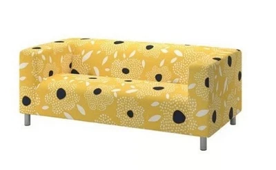 Housse neuve Ikea KLIPPAN pour canapé 2 places, motif Tingetorp jaune/blanc/floral - Photo 1/4