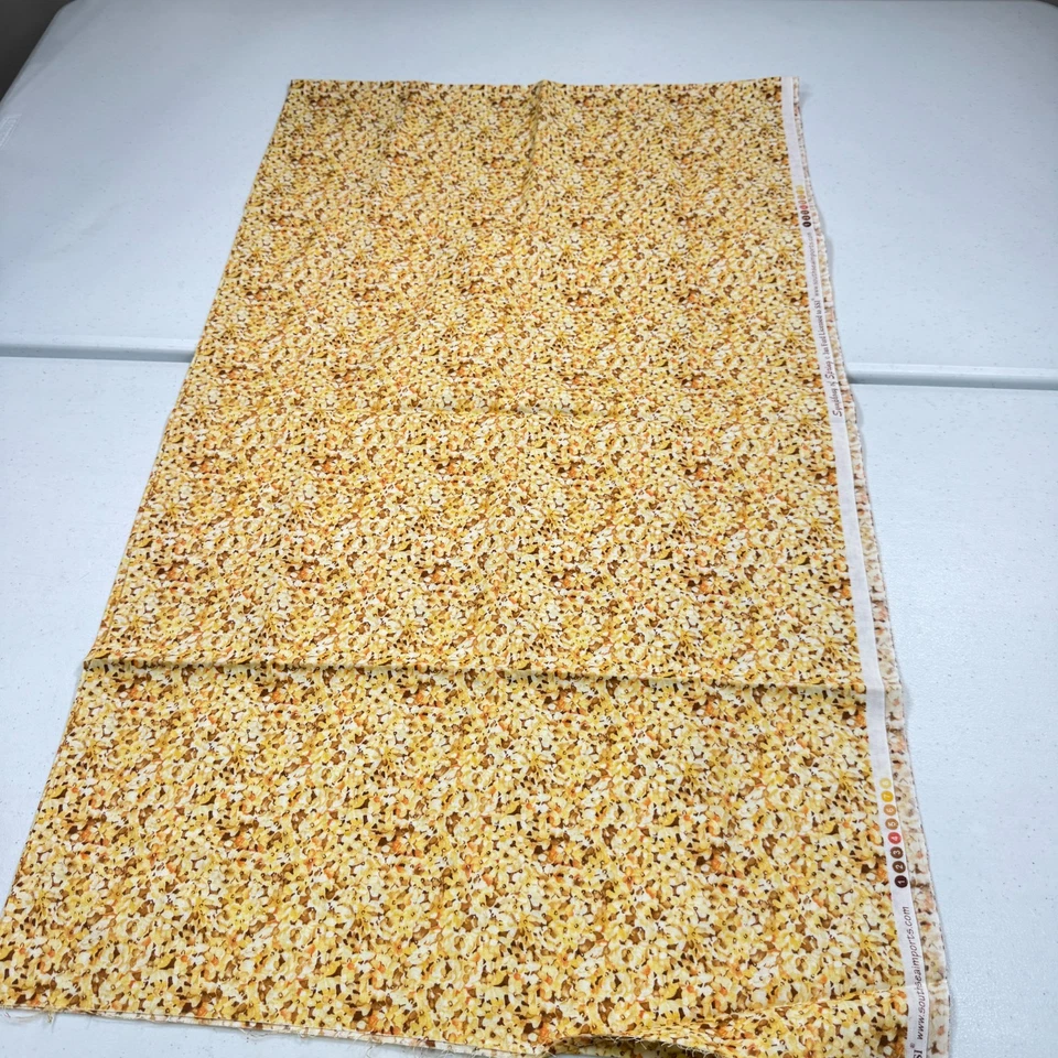 SSI fabric yellow floral symphony of spring quilting cotton 42x73 2 yards - Image 2 of 4