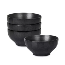 Rio 4-Piece 24.5 Fl Ozblack Stoneware Bowl Set (Service for 4)