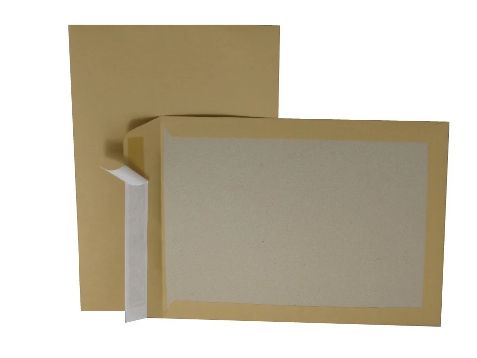 MAILMEDIA 100 Versandtaschen Umschläge mit Papprückwand C4 braun haftklebend