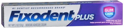 Fixodent Plus Denture Adhesive Cream Gum Care 2 OZ