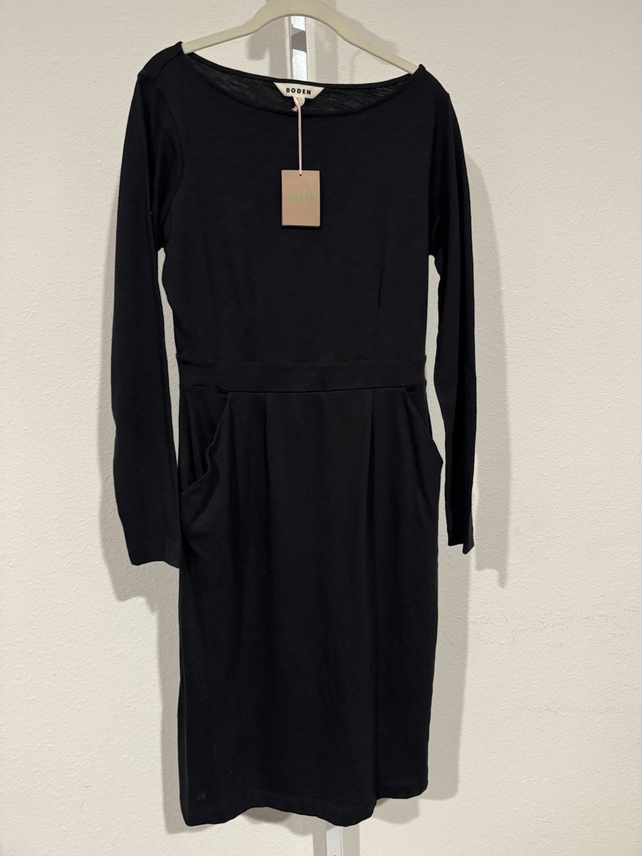 Boden Black Jersey Dress Midi NEW Boden Thea Cotton Jersey Midi