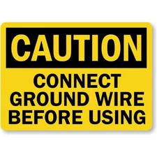 Connect Ground Wire Caution Aluminum Weatherproof Sign b00806