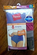 Hanes Cool Comfort Microfiber Tagless No Lines Brief Panties 8-Pack Size 9