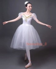 New White Adult Ballet Tutu Dress Dance Costume Performance Romantic Stage Dress