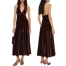 NWT REFORMATION Briony Velvet Dress in Mahogany. Size 4