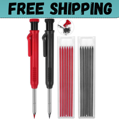 2 Pack Carpenter Construction Pencils Mechanical Pencils with 12 Refills,