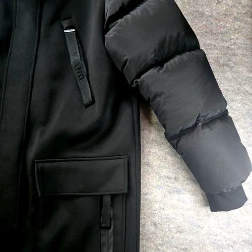 Alexander Wang x H&M Black Neoprene Parka Coat Mens Size S *no hood* image 6