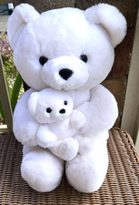 Vintage Russ Berrie White Plush BIG Freddy Teddy Bear Baby Frederick Nelson
