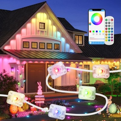 100FT Permanent Outdoor RGB Lights, LED Christmas Lights,IP67 Waterproof Ligh...