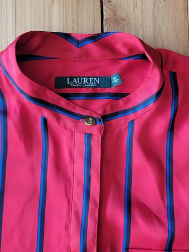 Lauren Ralph Lauren Womens Red Blue Striped Long Sleeve Blouse Size Large - Picture 6 of 18