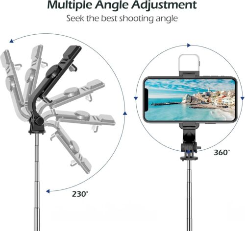Selfie Stick Tripod Bluetooth Remote Stand LED Light For iPhone 16 15 14 Pro Max - Picture 10 of 12