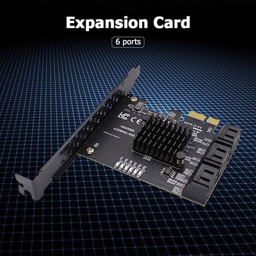 6 Port SATA III PCIe Expansion Card 6Gbps SATA to PCI-e 1X Controller w/ Bracket - Afbeelding 7 van 12