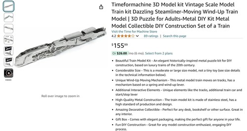DAZZLING STEAMLINER-STAINLESS STEEL MODEL TRAIN-TIME FOR MACHINE-256 PIECES-14+ - Picture 8 of 8