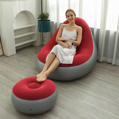 Inflatable Sofa Lounger Ottoman Couch Gaming Chair Foot Stool Seat Air Bed Lilo - Picture 10 of 11