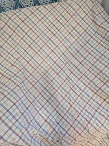 Cream And Multicolor Napa Plaid 62" Round Cotton Tablecloth - Picture 2 of 3
