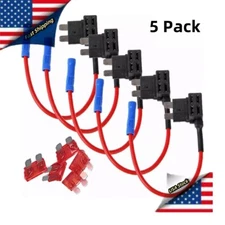 5 Pack ATO ATC Add A Circuit Fuse Tap Piggy Back Standard Blade Fuse Holder 10A