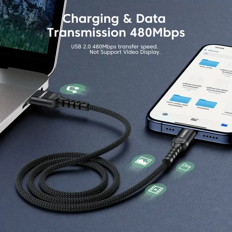 Heemax- USB-A to USB-C, 2M Fast Charging Cable, 3.1A Max, Nylon Braided- Black - Image 3 of 4