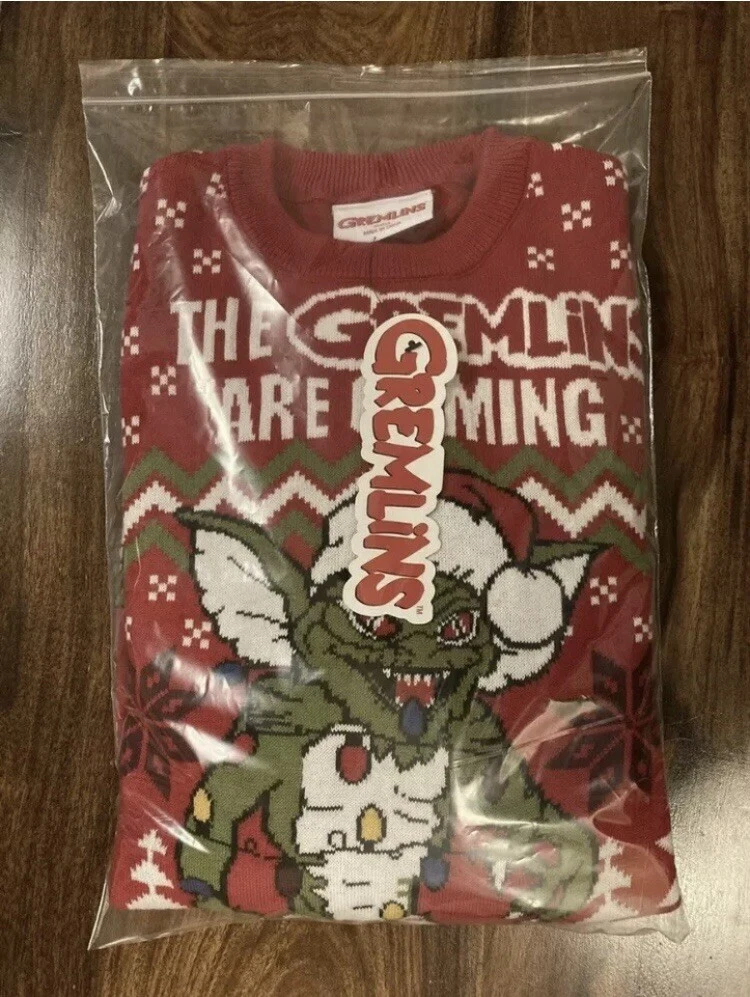 Small 38" chest Gremlins Christmas Xmas jumper sweater by Warner Bros