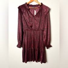 Gap Long Sleeve Split Neck Red Dot Print Mini Dress New With Tags Size Medium