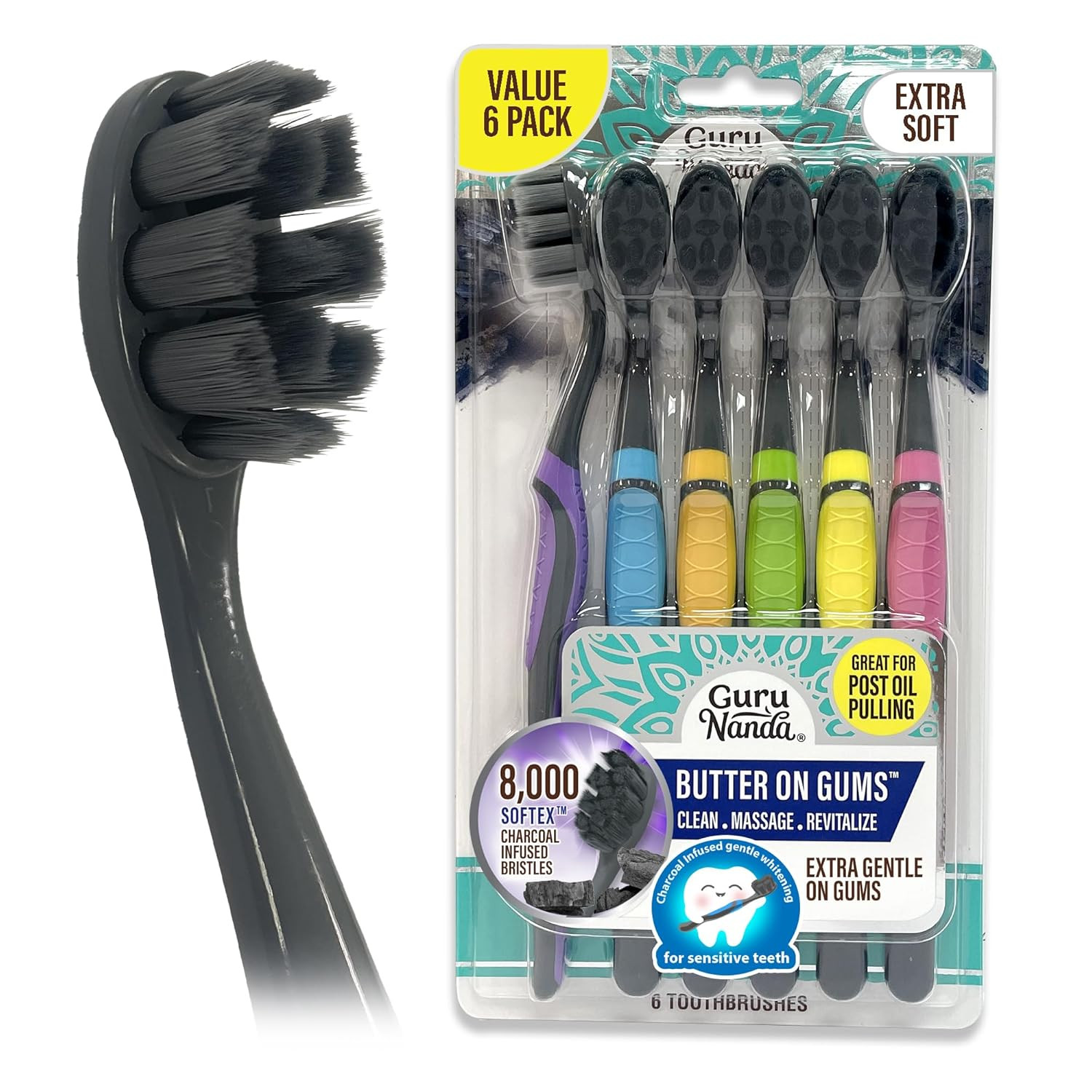 Butter on Gums Charcoal Toothbrush - 8000+ Softextm Bristles