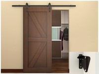 6 Ft Dark Coffee Country Sliding Door Hardware Barn Wood Steel Track Set W/lock on sale 6 Ft Dark Coffee Country Sliding Door Hardware Barn Wood Steel Track Set W/lock on sale