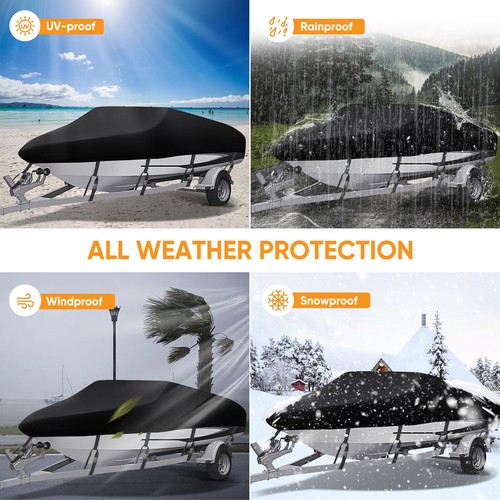 210D Heavy Duty Waterproof Boat Cover Trailerable For V-Hull 17-19FT 102" Beam - Picture 5 of 21