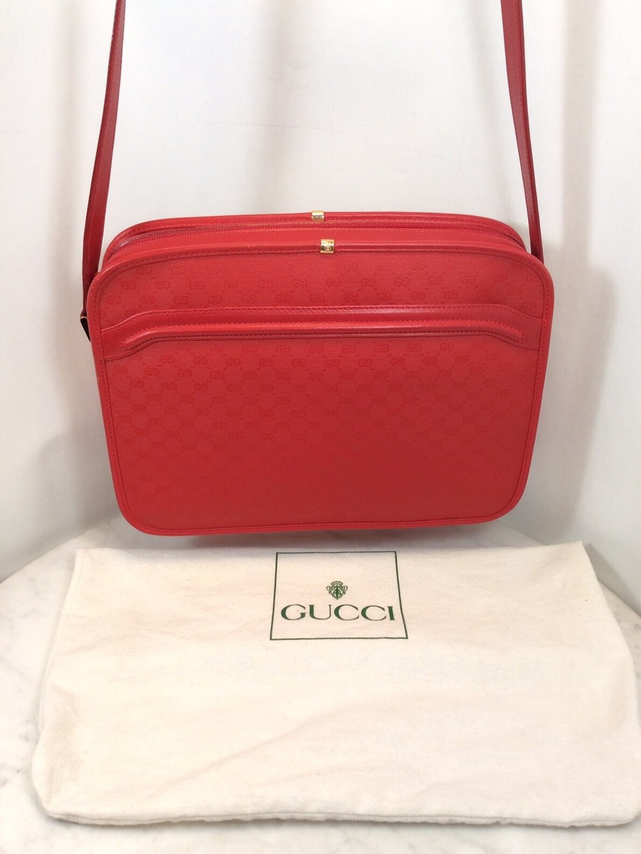 Genuine Vintage GUCCI Red Coated Logo Leather Crossbody Bag Genuine Vintage GUCCI Red Coated Logo Leather Crossbody Bag