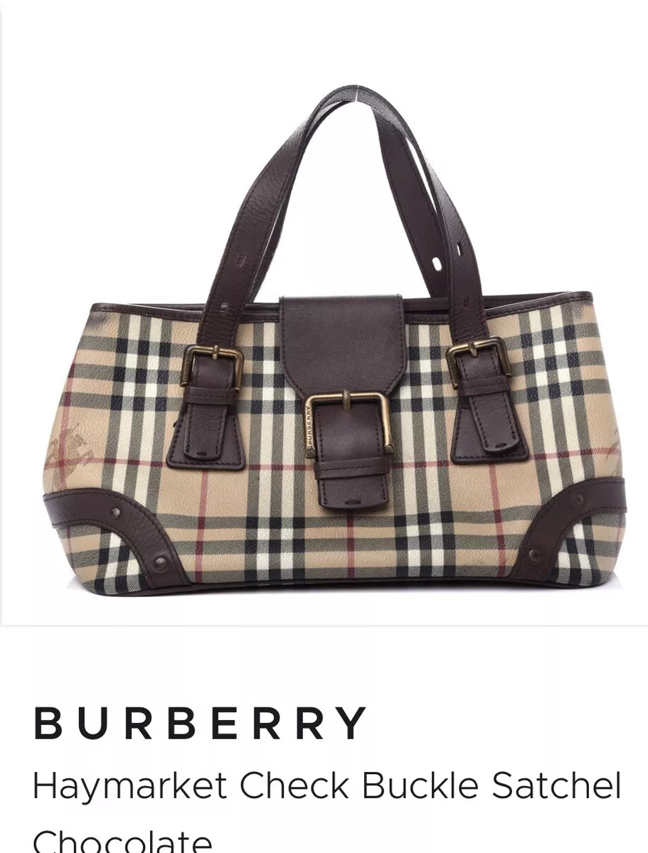 used Burberry Haymarket Check Buckle Satchel Handbags