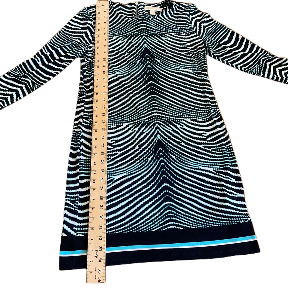 Michael Kors Multicolor Geometric Pattern Long Sleeve Sheath Dress Size 8 - Image 3 of 4