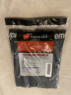 Supreme X Hanes Thermal Pant Black Logo Size Large FW20 | eBay