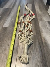 Vintage Handmade Vintage Macrame Plant Hanger wooden Beads 1